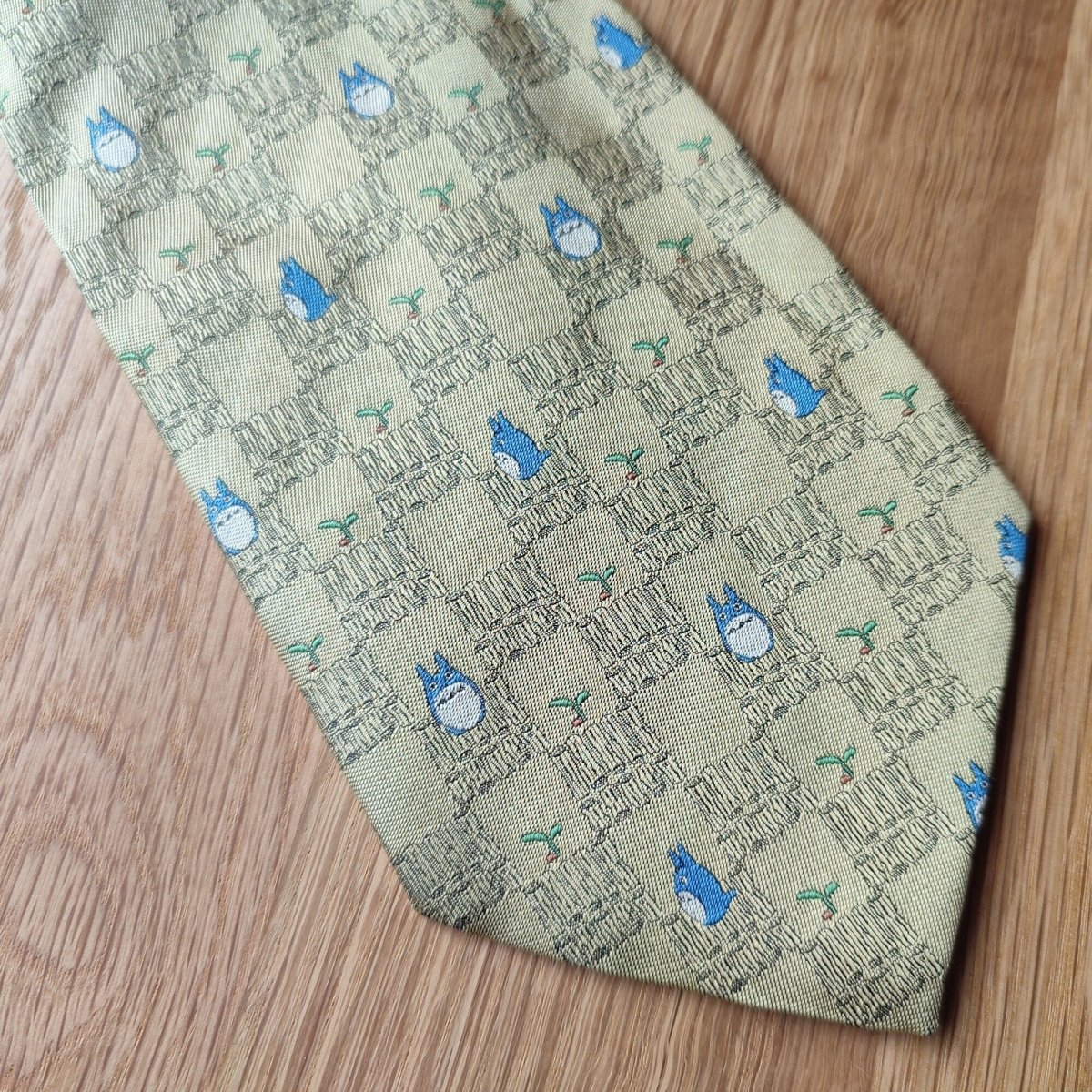 Vintage* Official Ghibli Totoro Necktie • My Neighbor Totoro Neckwear/Ascot/Cravat/Accent Clothes •Yellow Silk Neck Tie - Kamaji Market