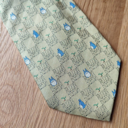 Vintage* Official Ghibli Totoro Necktie • My Neighbor Totoro Neckwear/Ascot/Cravat/Accent Clothes •Yellow Silk Neck Tie - Kamaji Market