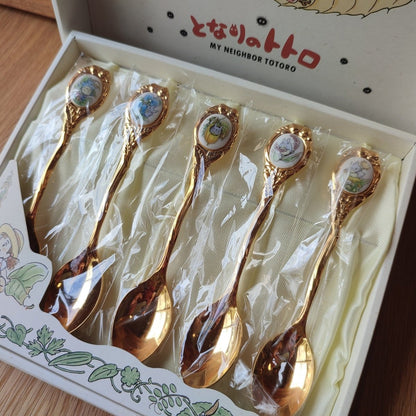 Vintage* Official Ghibli Totoro Teaspoon Set of 5 • My Neighbor Totoro Japanese Dessert Spoon/Cutlery/Tableware, Noritake - Kamaji Market