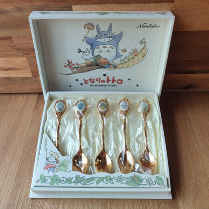 Vintage* Official Ghibli Totoro Teaspoon Set of 5 • My Neighbor Totoro Japanese Dessert Spoon/Cutlery/Tableware, Noritake - Kamaji Market