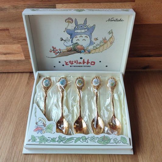 Vintage* Official Ghibli Totoro Teaspoon Set of 5 • My Neighbor Totoro Japanese Dessert Spoon/Cutlery/Tableware, Noritake - Kamaji Market