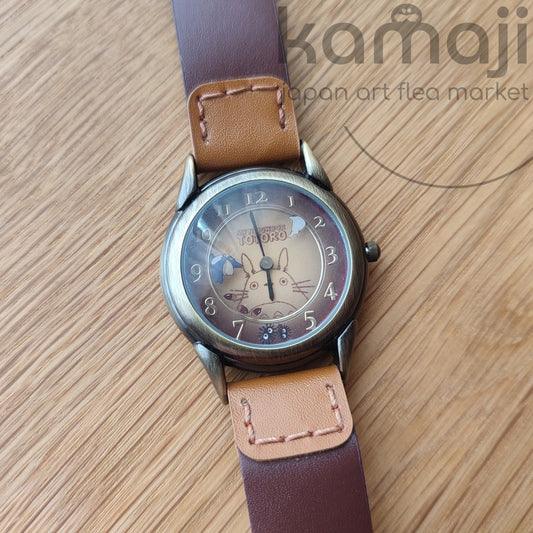 Vintage* Official Ghibli Totoro Wrist Watch • My Neighbor Totoro Brown Watches with Rotating Disk - Kamaji Market