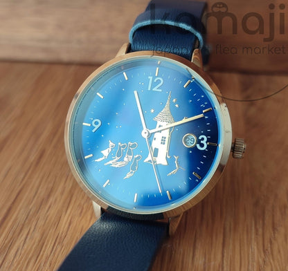 Vintage* Official Moomins Blue-Golden Wrist Watch • Moomintroll, Little My Japanese Watches - Kamaji Market