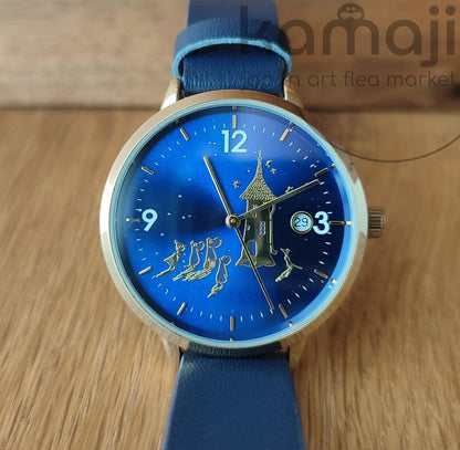 Vintage* Official Moomins Blue-Golden Wrist Watch • Moomintroll, Little My Japanese Watches - Kamaji Market