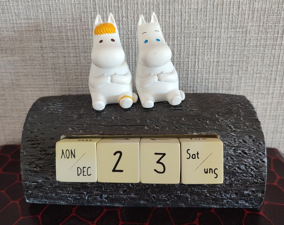Vintage* Official Moomins Perpetual Dice Calendar • Figure/Figurine/Statue/Replica/Decor/Interior Diorama • Moomintroll, Snork Maiden Gift - Kamaji Market