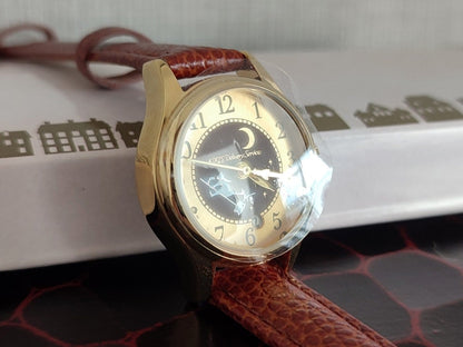 Vintage* Official Studio Ghibli Kikis Delivery Service Wrist Watch with Jiji and Moon • Brown/Gold - Kamaji Market