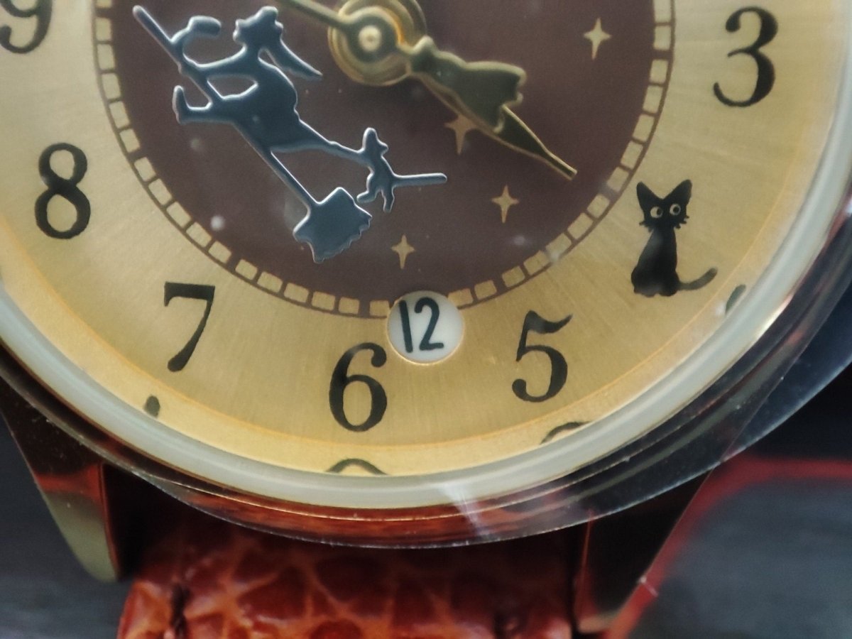 Vintage* Official Studio Ghibli Kikis Delivery Service Wrist Watch with Jiji and Moon • Brown/Gold - Kamaji Market