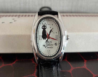 Vintage* Official Studio Ghibli Kikis Delivery Service Wrist Watch with Jiji • Black/White - Kamaji Market