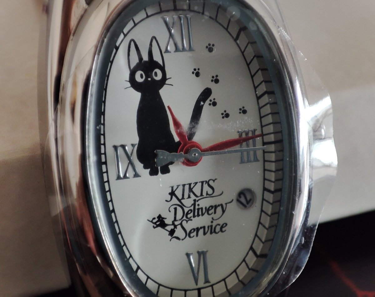 Vintage* Official Studio Ghibli Kikis Delivery Service Wrist Watch with Jiji • Black/White - Kamaji Market