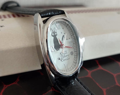 Vintage* Official Studio Ghibli Kikis Delivery Service Wrist Watch with Jiji • Black/White - Kamaji Market