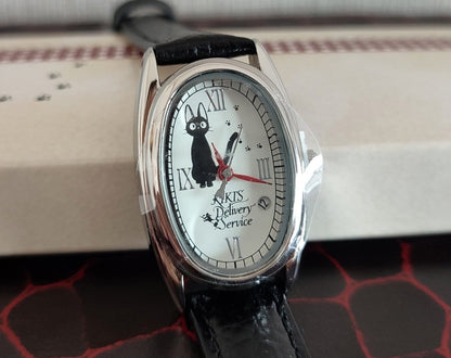 Vintage* Official Studio Ghibli Kikis Delivery Service Wrist Watch with Jiji • Black/White - Kamaji Market