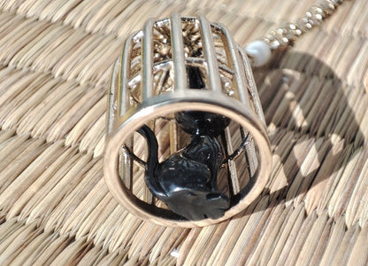 Vintage* Official Studio Ghibli Necklace/Pendant • Kikis Delivery Service Jewelry/Chain • Jiji in a Cage/Gigi - Kamaji Market
